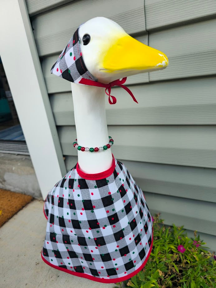Festive Buffalo Dots Porch Goose Outfit - 23 to 26 inch goose outfit only