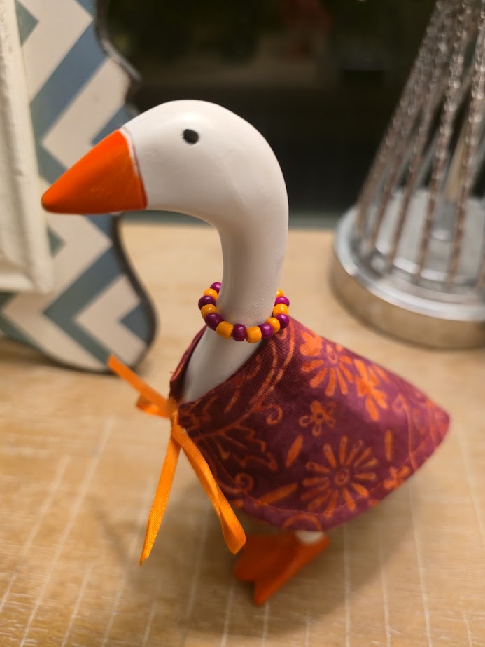 Maroon and Orange Pattern Desk Goose Outfit