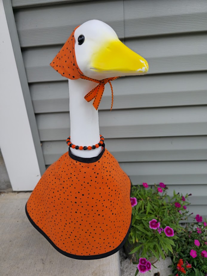 Polka Dot Splatter Pumpkin Porch Goose Outfit
