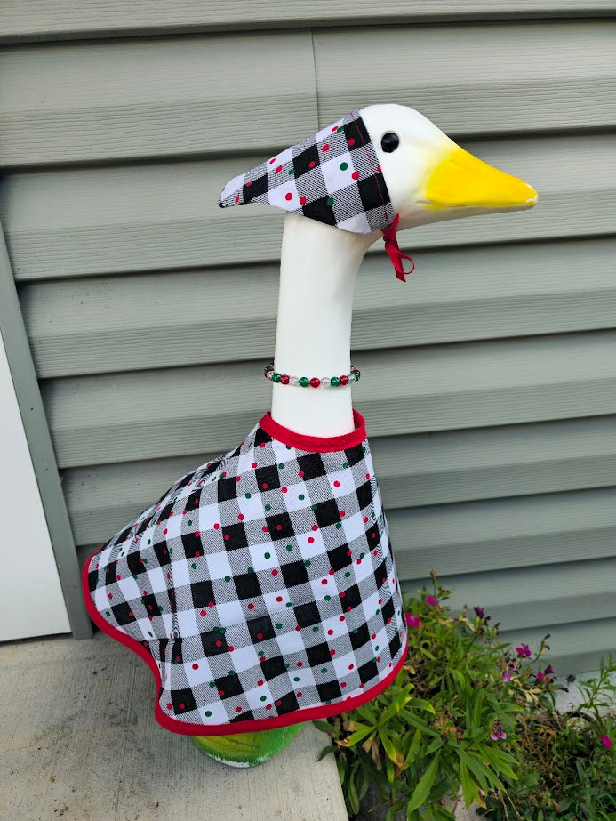 Festive Buffalo Dots Porch Goose Outfit - 23 to 26 inch goose outfit only