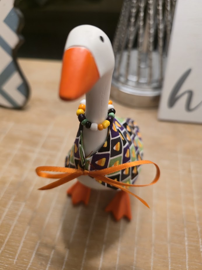 Candy Corn Cutie Desk Goose Outfit