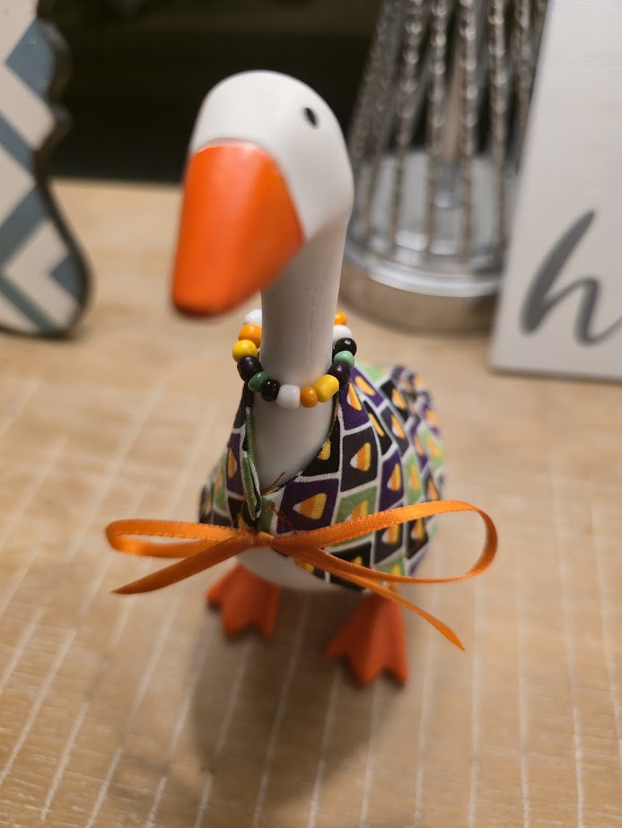 Candy Corn Cutie Desk Goose Outfit