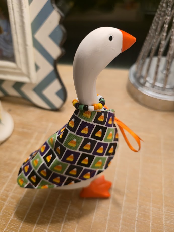 Candy Corn Cutie Desk Goose Outfit