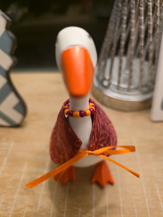 Maroon and Orange Pattern Desk Goose Outfit