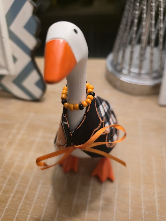 Patterned Pumpkin Desk Goose Outfit