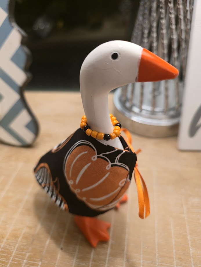 Patterned Pumpkin Desk Goose Outfit