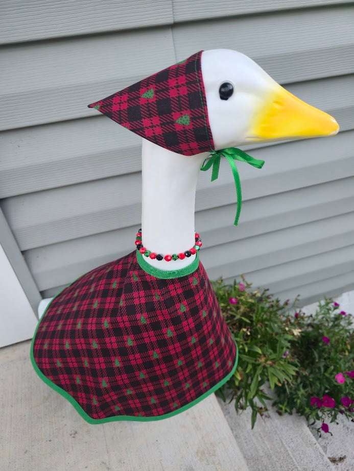 Plaid Pines Porch Goose Outfit