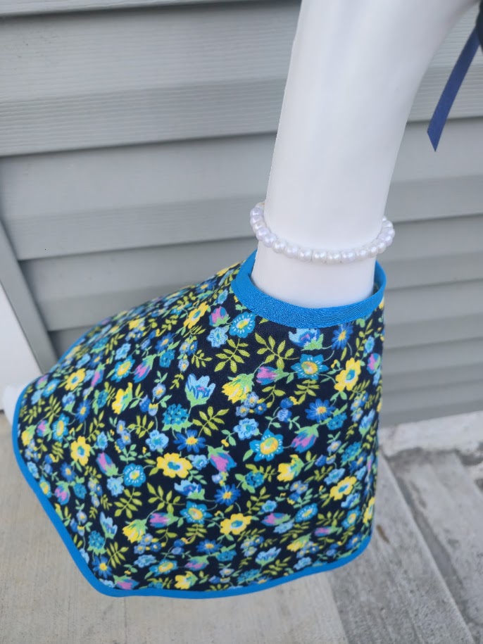 Blue and Yellow Flowers on Black Porch Goose Outfit