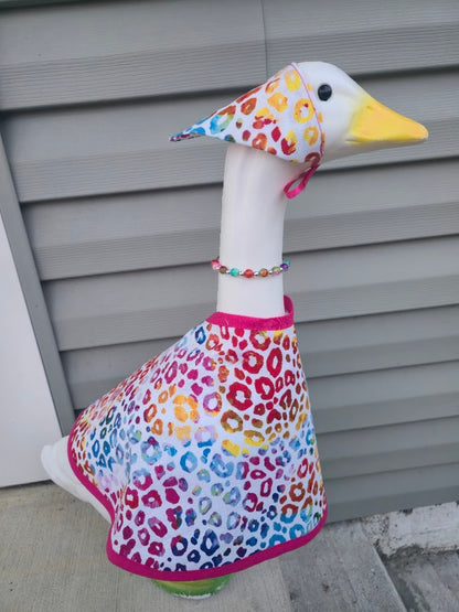 Rainbow Leopard Print Porch Goose Outfit