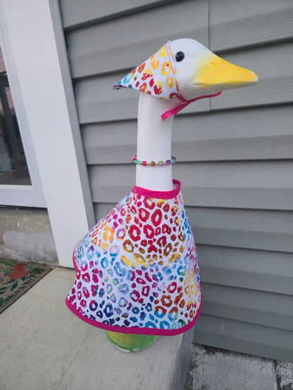 Rainbow Leopard Print Porch Goose Outfit