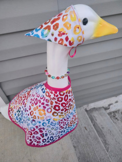 Rainbow Leopard Print Porch Goose Outfit