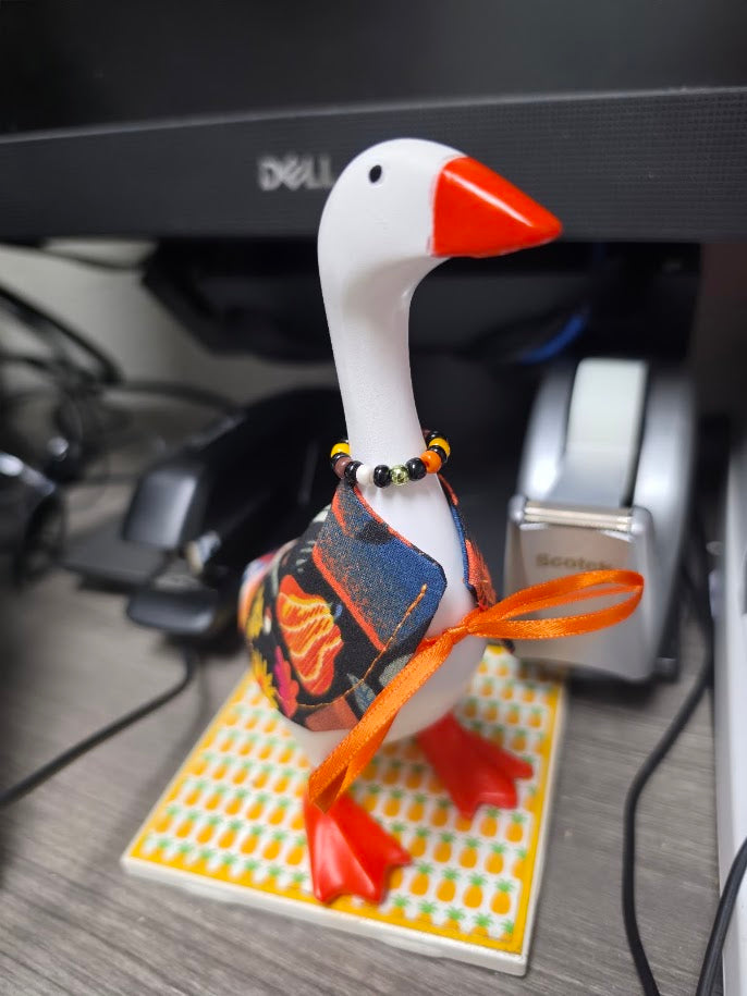 Fall Gardening Desk Goose Outfit