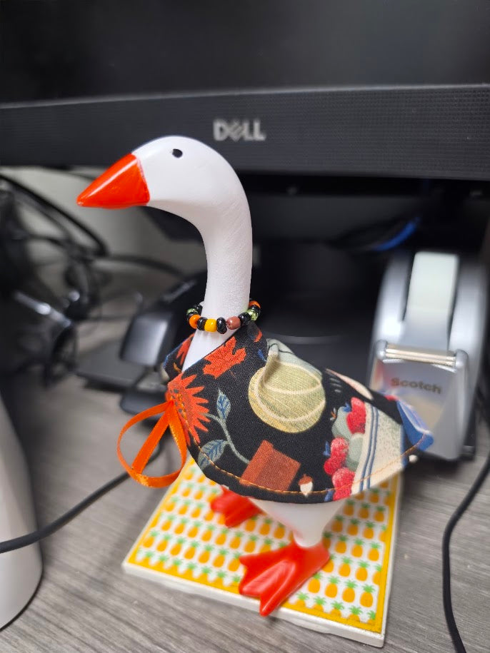 Fall Gardening Desk Goose Outfit