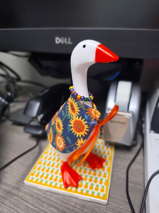 Sunflowers on Blue Desk Goose Outfit