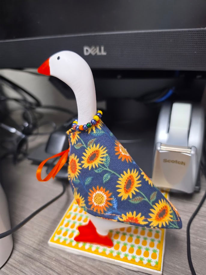 Sunflowers on Blue Desk Goose Outfit