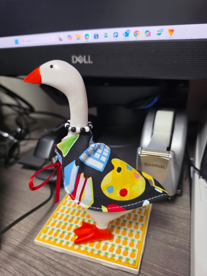 School Bus Buddy Desk Goose Outfit