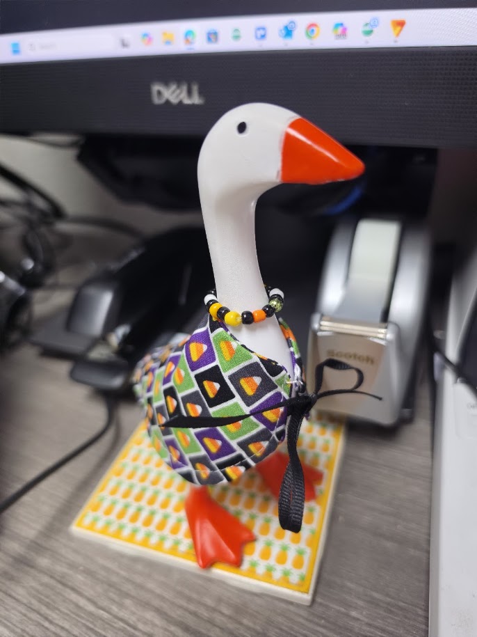 Candy Corn Cutie Desk Goose Outfit