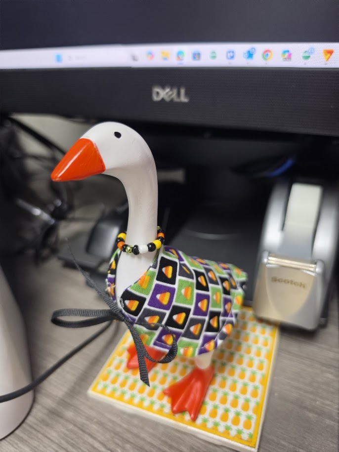 Candy Corn Cutie Desk Goose Outfit