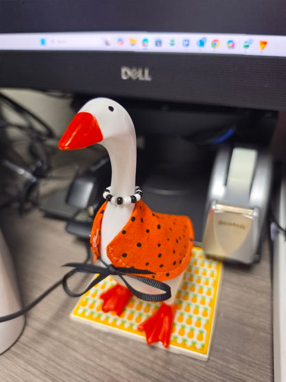 Polka Dot Pumpkin Desk Goose Outfit