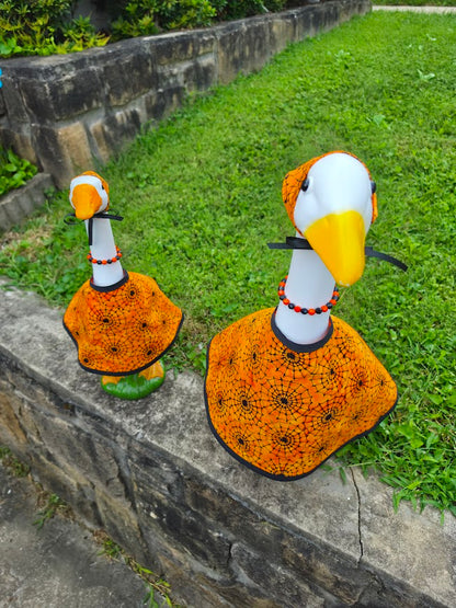 Orange Spiderweb Porch Goose Outfit